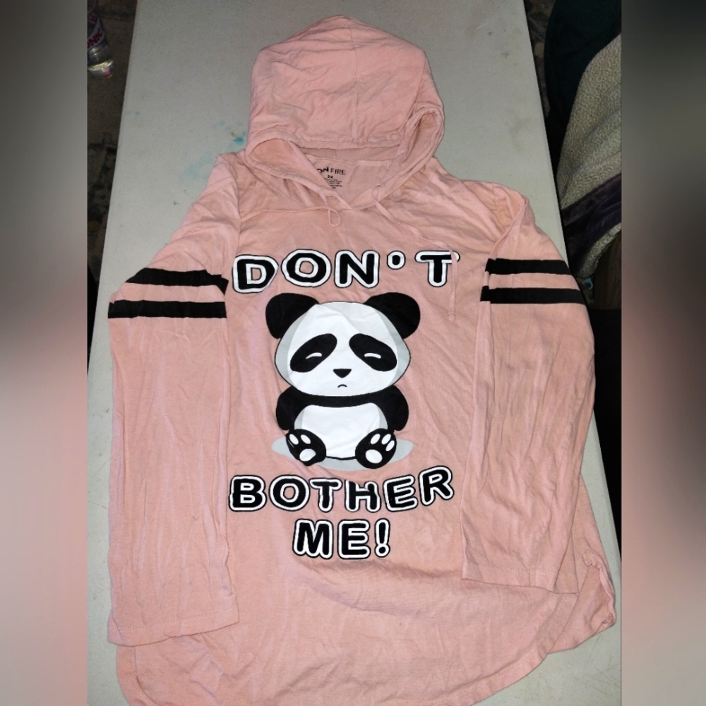 Pink hoodie panda t shirt xxl-- On Fire--#61